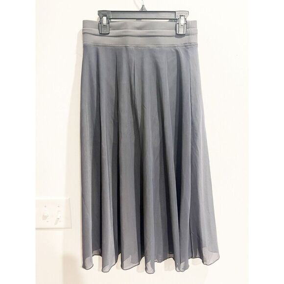 Halara Women Gray A Line Maxi Skirt XS Drawstring Mesh Elastic Waist Pull-On NWT - Picture 2 of 9